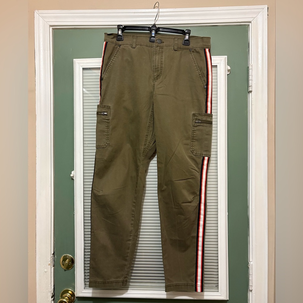 Athleta Pants Green Cargo Summit Cotton Lyocell Blend Summit Zip Sz 8